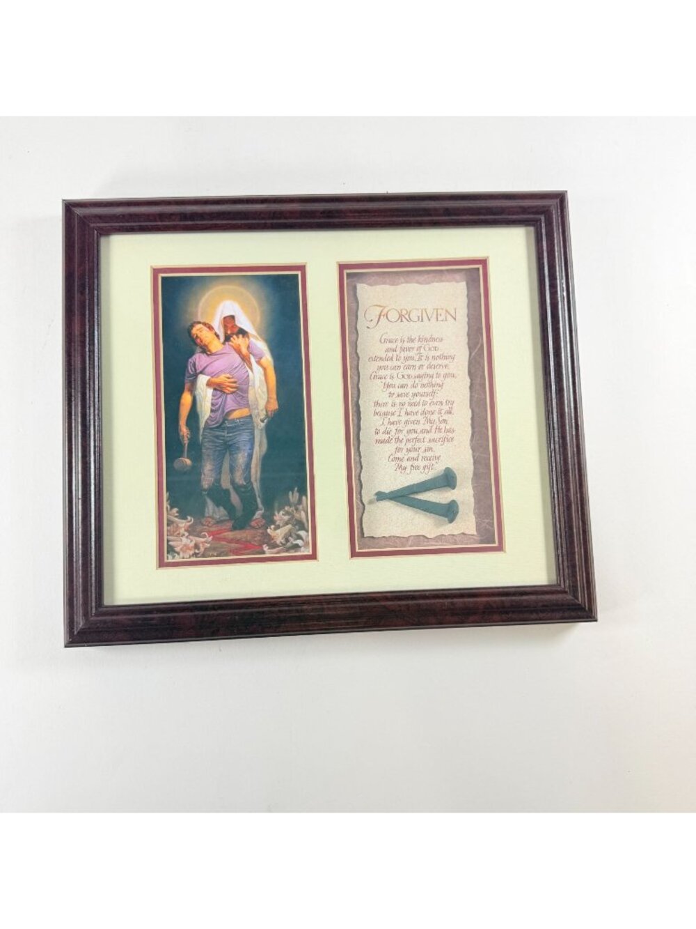 Thomas Blackshear Forgiven Framed Jesus Art Iron Nails Christian Wall Decor